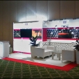 Exhibition stand of "Qatar Steel" company, conference STEELORBIS FALL 2015 in Rome