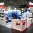 Exhibition stand of "Loxy" company, exhibition ISPO 2019 in Dusseldorf 