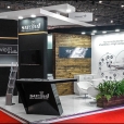 Exhibition stand of "Satcom1" company, exhibition DUBAI AIRSHOW 2015 in Dubai