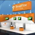 Kompānijas "TensorFlow" stends izstādē CEBIT 2017 Hanoverā 